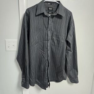Haggar Black and Gray Pinstripe Men's Dress Shirt